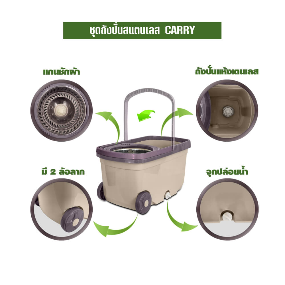 ชุดถังปั่นม็อบ SJEASYMOP รุ่น CARRY สีครีม